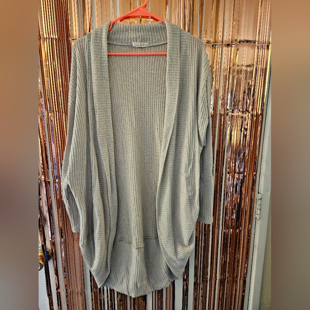 Grey waffle knit cardigan